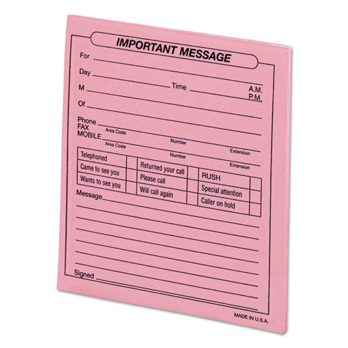Important Message Pink Pads, 4 1-4 X 5 1-2, 50-pad, Dozen