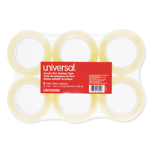 Deluxe General-purpose Acrylic Box Sealing Tape, 3" Core, 1.88" X 110 Yds, Clear, 6-pack