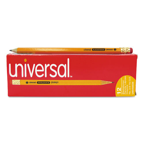 Deluxe Blackstonian Pencil, F (#2.5), Black Lead, Yellow Barrel, Dozen