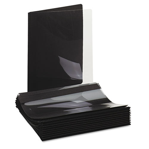Paper Report Cover, Tang Clip, Letter, 1-2" Capacity, Clear-black, 25-box