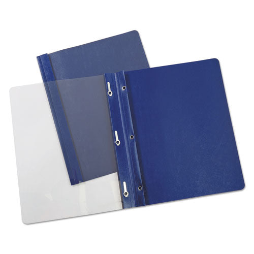 Plastic Cover, Tang Clip, Letter, 1-2" Capacity, Clear-dark Blue, 25-box