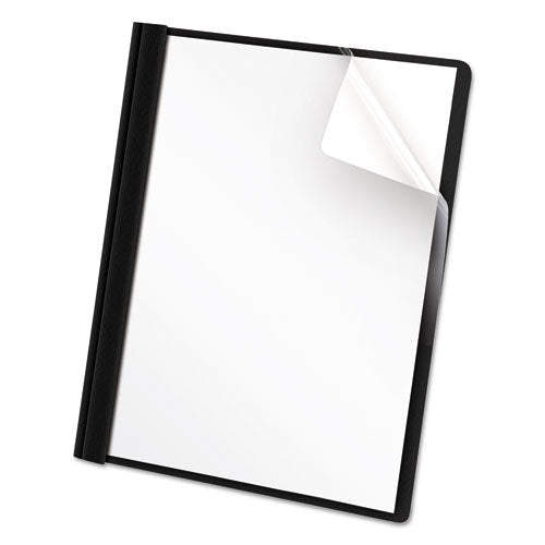 Clear Front Report Cover, Tang Fasteners, Letter Size, Black, 25-box