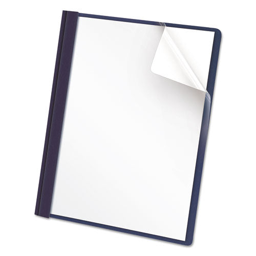 Clear Front Report Cover, Tang Fasteners, Letter Size, Dark Blue, 25-box