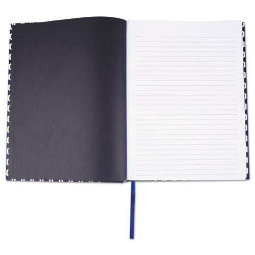 Casebound Hardcover Notebook, Wide-legal Rule, Blue-hex Pattern, 10.25 X 7.68, 150 Sheets