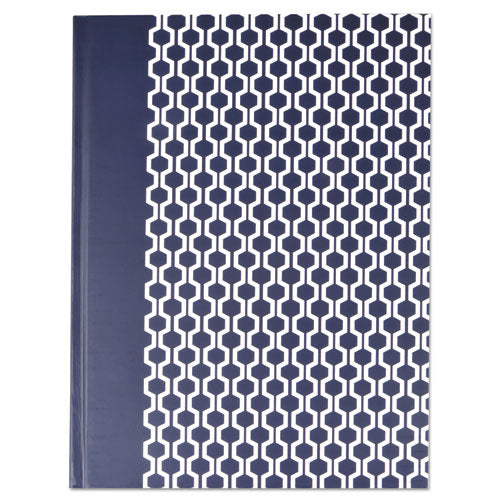 Casebound Hardcover Notebook, Wide-legal Rule, Blue-hex Pattern, 10.25 X 7.68, 150 Sheets