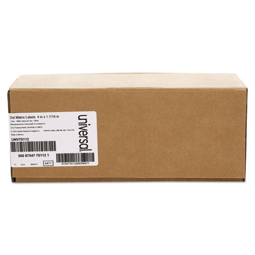 Dot Matrix Printer Labels, Dot Matrix Printers, 1.44 X 4, White, 5,000-box