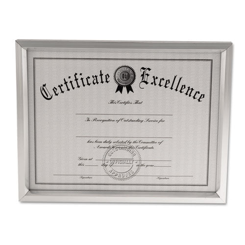 Plastic Document Frame, For 8 1-2 X 11, Easel Back, Metallic Silver