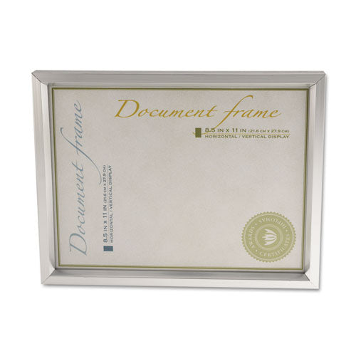 Plastic Document Frame, For 8 1-2 X 11, Easel Back, Metallic Silver