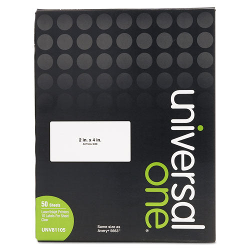 Deluxe Clear Labels, Inkjet-laser Printers, 2 X 4, Clear, 10-sheet, 50 Sheets-box
