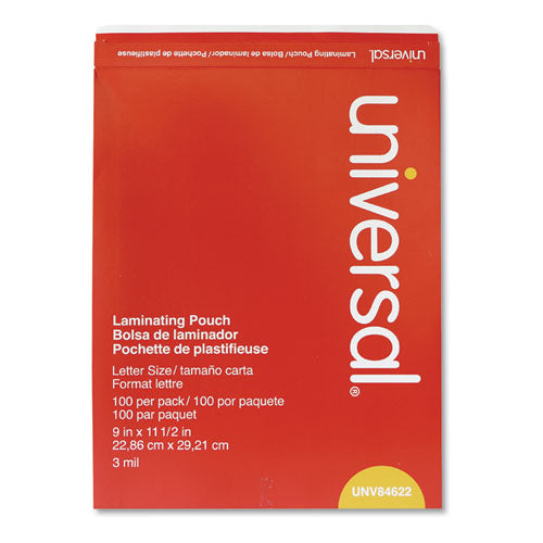 Laminating Pouches, 3 Mil, 9" X 11.5", Matte Clear, 100-box