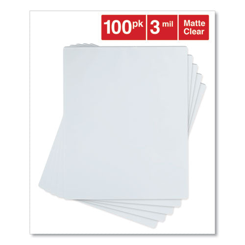 Laminating Pouches, 3 Mil, 9" X 11.5", Matte Clear, 100-box