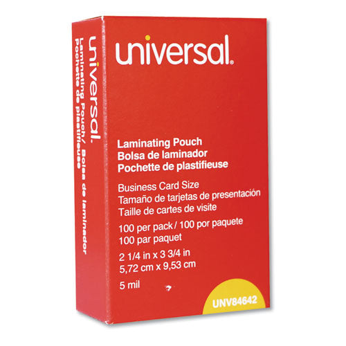 Laminating Pouches, 5 Mil, 3.75" X 2.25", Matte Clear, 100-box