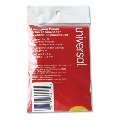Laminating Pouches, 5 Mil, 2.5" X 4.25", Matte Clear, 25-pack