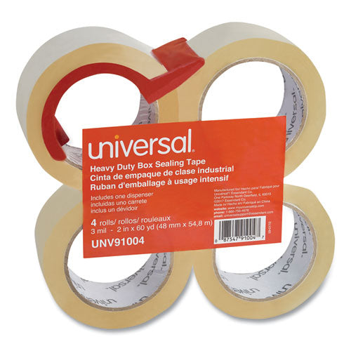 Heavy-duty Box Sealing Tape With Dispenser, 3" Core, 1.88" X 60 Yds, Clear, 4-box