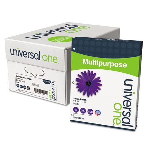 Deluxe Multipurpose Paper, 98 Bright, 3-hole, 20lb, 8.5 X 11, White, 500 Sheets-ream, 10 Reams-carton