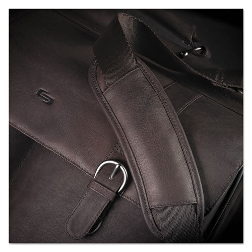Executive Leather Briefcase, 16", 16 1-2" X 5" X 13", Espresso