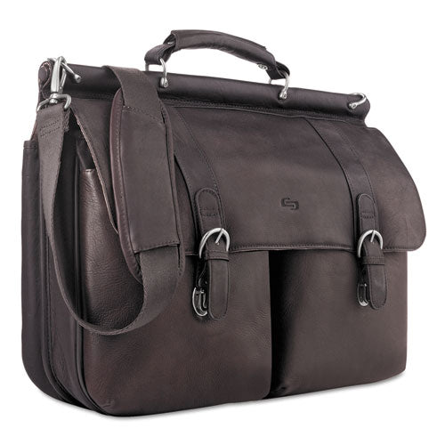 Executive Leather Briefcase, 16", 16 1-2" X 5" X 13", Espresso