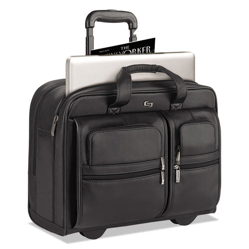 Classic Leather Rolling Case, 15.6", 16 7-10" X 7" X 13", Black