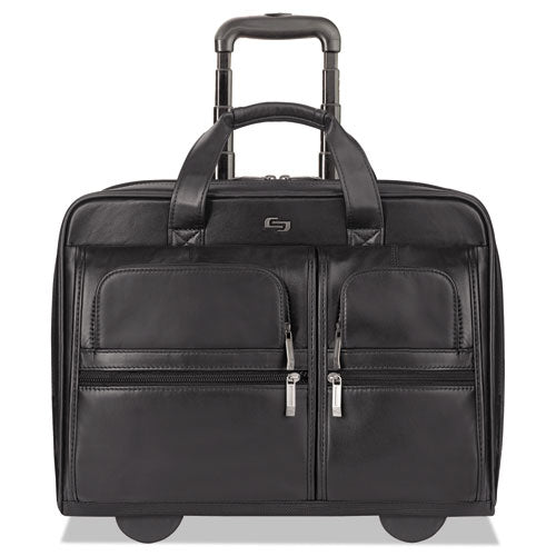 Classic Leather Rolling Case, 15.6", 16 7-10" X 7" X 13", Black