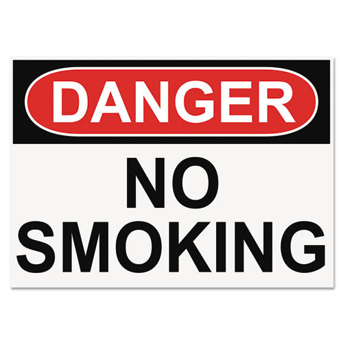 Osha Safety Signs, Danger No Smoking, White-red-black, 10 X 14