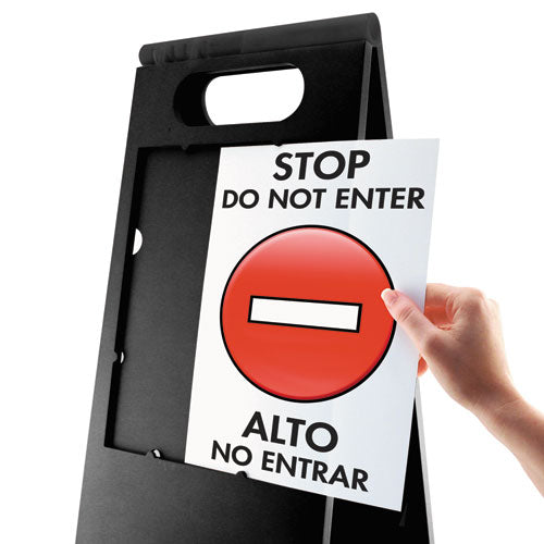 Floor Tent Sign, Doublesided, Plastic, 10 1-2" X 25 1-2", Black