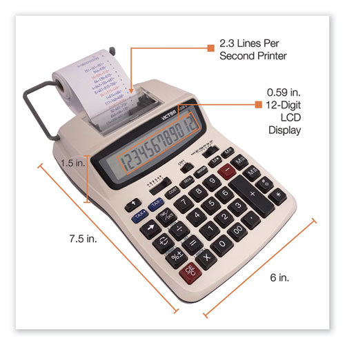 1208-2 Two-color Compact Printing Calculator, Black-red Print, 2.3 Lines-sec