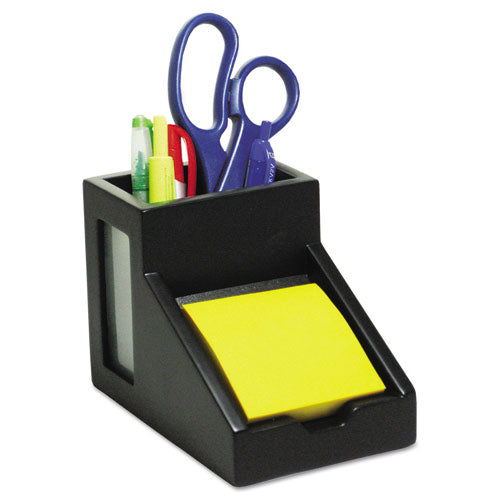 Midnight Black Collection Pencil Cup With Note Holder, 4 X 6 3-10 X 4 1-2, Wood