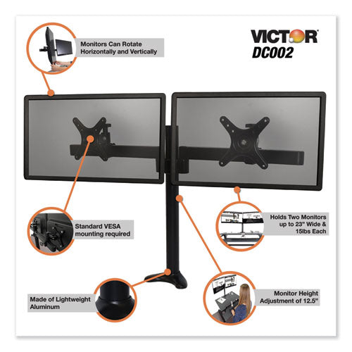 Monitor Mount With Single And Dual Arm Components, 27.5w X 3d X 16.5h, Black
