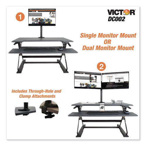 Monitor Mount With Single And Dual Arm Components, 27.5w X 3d X 16.5h, Black
