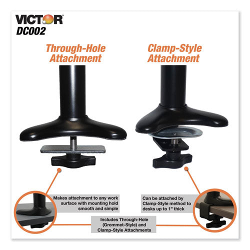 Monitor Mount With Single And Dual Arm Components, 27.5w X 3d X 16.5h, Black