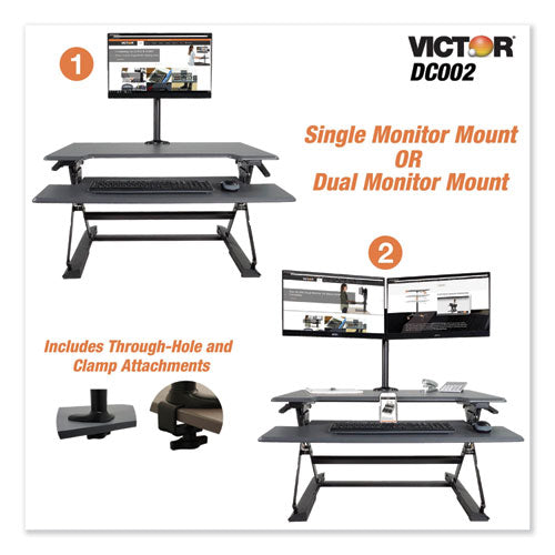Monitor Mount With Single And Dual Arm Components, 27.5w X 3d X 16.5h, Black