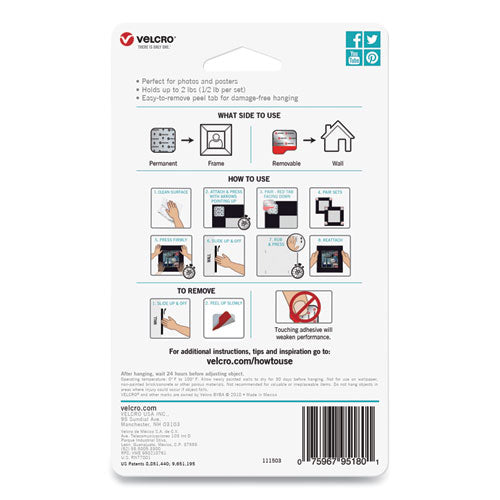Hangables Removable Wall Fasteners, 0.75" X 0.75", White, 16-pack