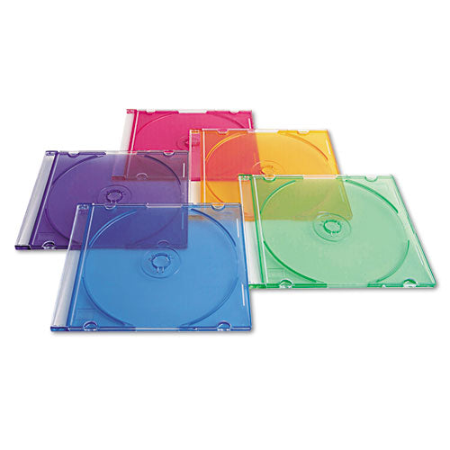 Cd-dvd Slim Case, Assorted Colors, 50-pack