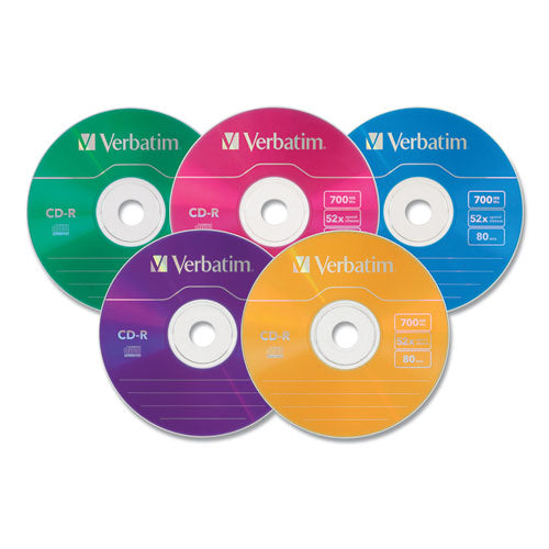 Cd-r Discs, 700mb-80min, 52x, Slim Jewel Cases, Assorted Colors, 25-pack