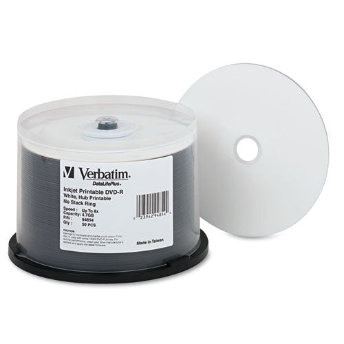 Dvd-r 4.7gb 8x Datalifeplus White Inkjet Printable-hub Printable, 50-pk Spindle