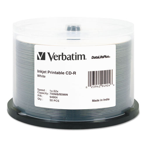 Cd-r Discs, Printable, 700mb-80min, 52x, Spindle, White, 50-pack