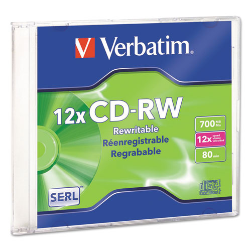 Cd-rw, 700mb, 4x-12x High Speed, Branded Surface, 1-pk Slim Case