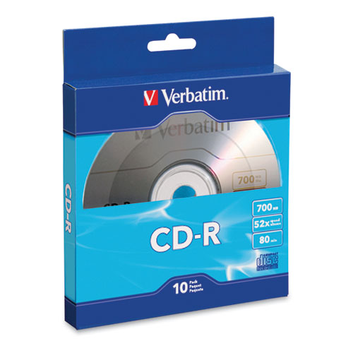 Cd-r Recordable Disc, 700mb, 52x, Silver, 10-pack