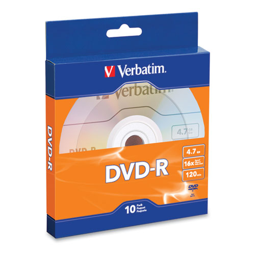 Dvd-r Recordable Disc, 4.7gb, 16x, Silver, 10-pack