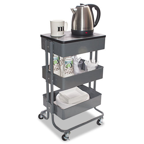Multi-use Storage Cart-stand-up Workstation, 15.25w X 11.25d X 18.5 To 39h, Gray
