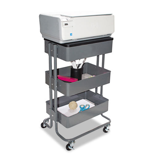 Multi-use Storage Cart-stand-up Workstation, 15.25w X 11.25d X 18.5 To 39h, Gray