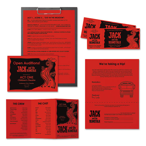 Color Paper, 24 Lb, 8.5 X 11, Re-entry Red, 500-ream