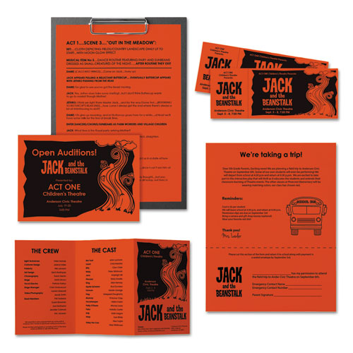 Color Paper, 24 Lb, 8.5 X 11, Orbit Orange, 500-ream