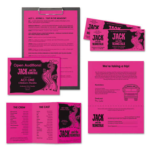 Color Paper, 24 Lb, 8.5 X 11, Fireball Fuchsia, 500-ream