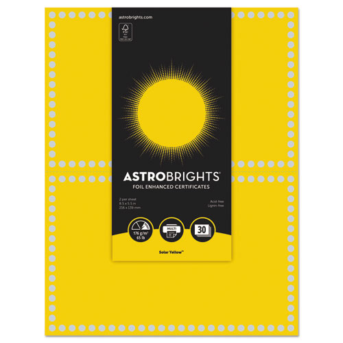 Foil Enhanced Certificates, 8 1-2" X 11", Solar Yellow, 25-pk