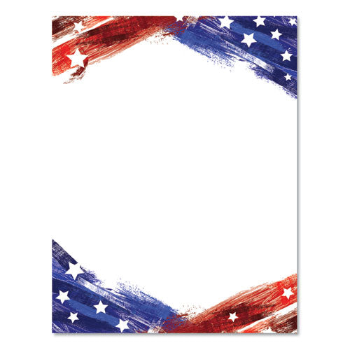 Pre-printed Paper, 28 Lb, 8.5 X 11, Stars And Stripes, 100-pack