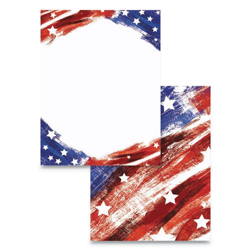 Pre-printed Paper, 28 Lb, 8.5 X 11, Stars And Stripes, 100-pack