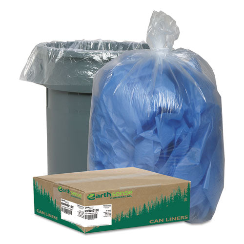 Linear Low Density Clear Recycled Can Liners, 60 Gal, 1.5 Mil, 38" X 58", Clear, 100-carton