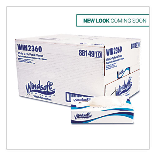 Facial Tissue, 2 Ply, White, Flat Pop-up Box, 100 Sheets-box, 30 Boxes-carton