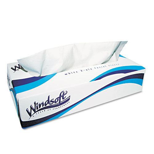 Facial Tissue, 2 Ply, White, Flat Pop-up Box, 100 Sheets-box, 30 Boxes-carton